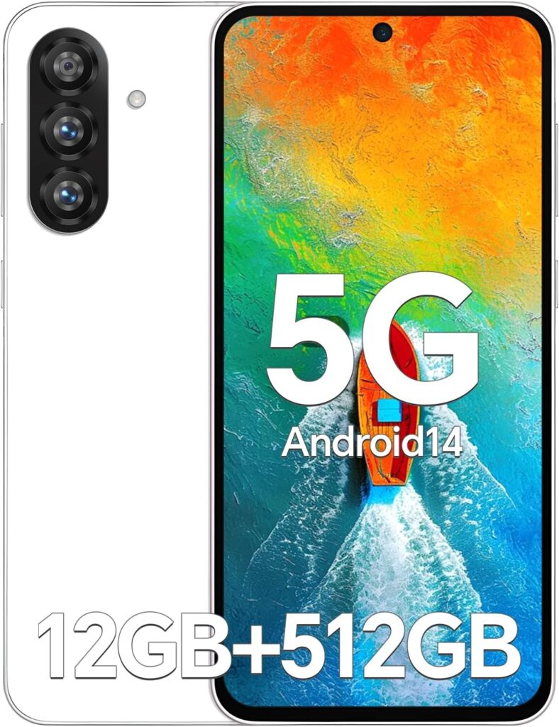 M56 Unlocked Cell Phone, 5G Long-Life 5000mAh Battery Smartphone,12GB+512GB 1TB Expandable Snapdragon 888 Octa-core, Android 14 Unlocked Cell Phone, 48+108MP Camera,6.8″ HD Screen, WiFi/Bluetooth/GPS
