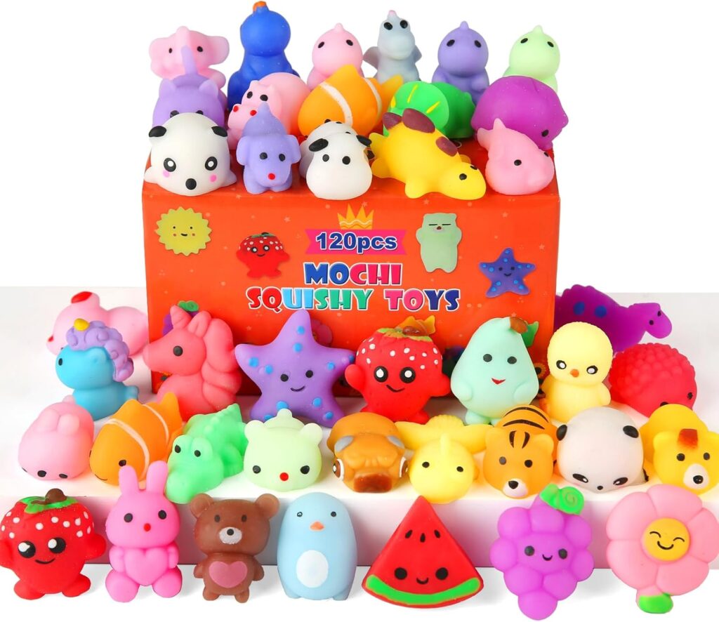 60 Pack Mochi Squishy Toys, Kawaii Mini Animal Squishies for Kids Treasure Box Classroom Prizes Birthday Party Favors Goodie Bag Stuffers Pinata Easter Egg Fillers Sensory Fidget Toys Xmas Gift