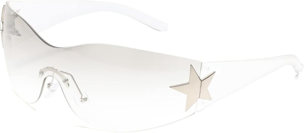 Rimless Y2K Sunglasses for Women Men Wrap Around Fashion Sunglasses Oversized Frameless Trendy Sun Glasses