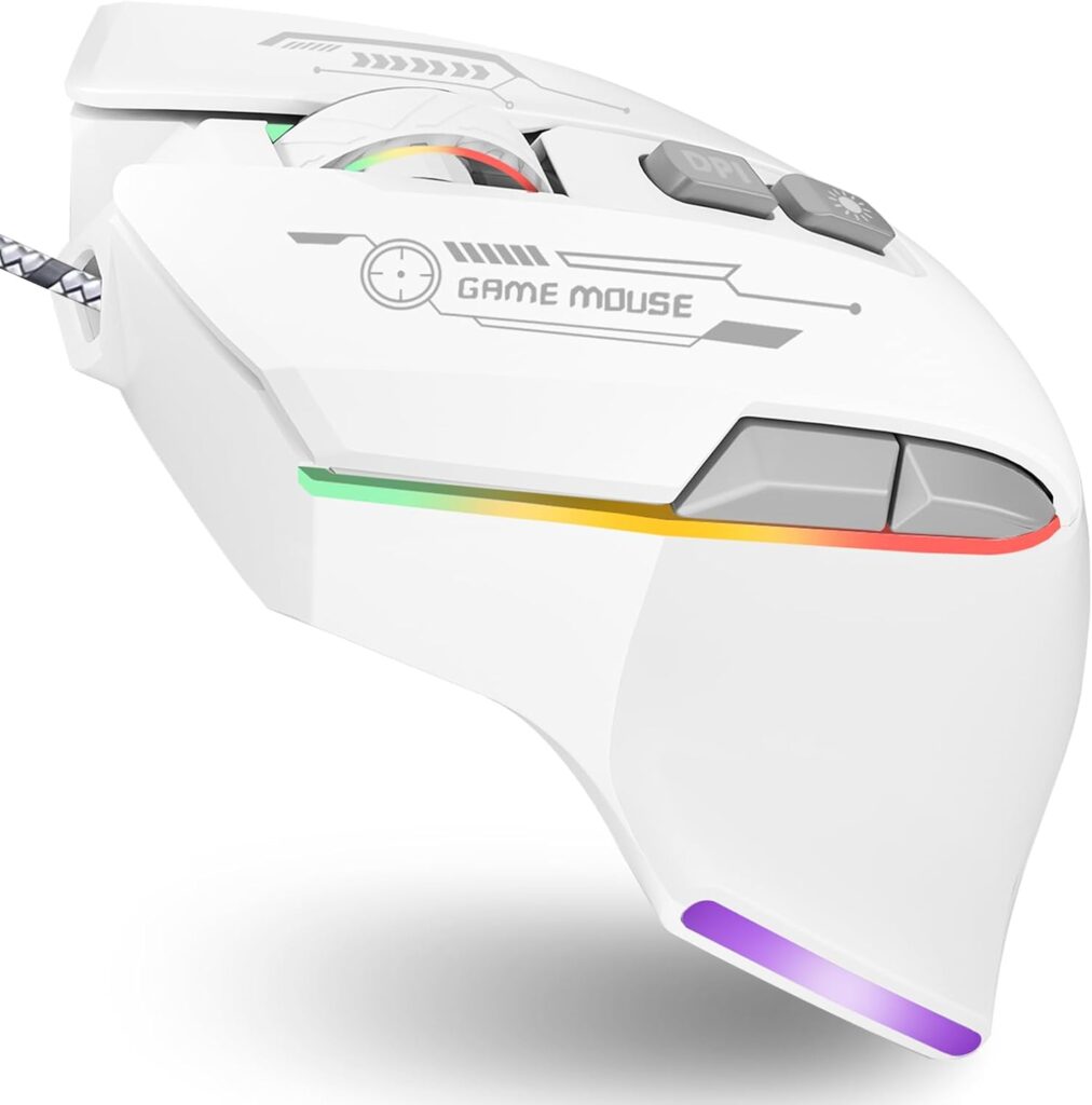 Gaming Mouse, Wired Gaming Mouse with RGB Backlit, 7200DPI Adjustable, PC Gaming Mice with 7 rogrammable Macro Buttonsg, Ergonomic Mouse Gamer for PC, Desktop, Mac,Laptop, Chromebook.