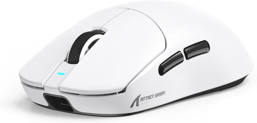 ATTACK SHARK X8SE Wireless Gaming Mouse,Adjustable 25K DPI PAW3311 Optical Sensor,Ergonomic 59g Lightweight,Triple Modes 2.4G/BT/USB-C Wired,500mAH Battery,5 Programmable Buttons for PC/Mac-White