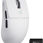 RK ROYAL KLUDGE RK M3 Gaming Mouse with 42000 DPI PAW3950 Optical Sensor 47g Lightweight Tri-Mode 2.4G/USB-C/Bluetooth Wireless Mouse 8000Hz Polling Rate with 5 Programmable Buttons White