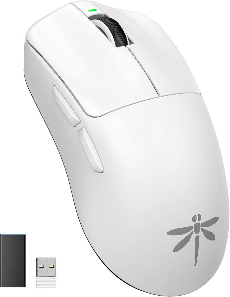 VGN Lightspeed Wireless Gaming Mouse with Dual-Mode 2.4G/Type-C Wired – 25K Sensor – 26,000 DPI – 55g Lightweight – 6 Programmable Buttons – Up to 200h Battery Life for PC/Mac- F1 Pro Max White