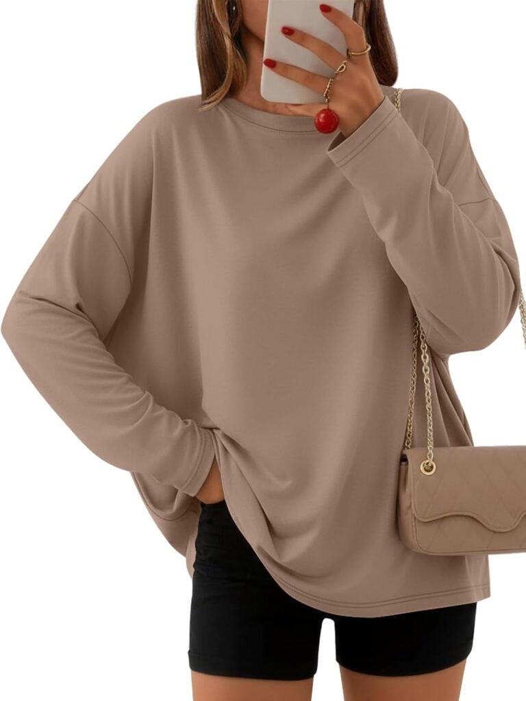 AUTOMET Women’s Oversized Long Sleeve Shirts Fall Trendy Tops Fashion Gym Baggy Basic Casual Loose Fit Workout Y2k Clothes