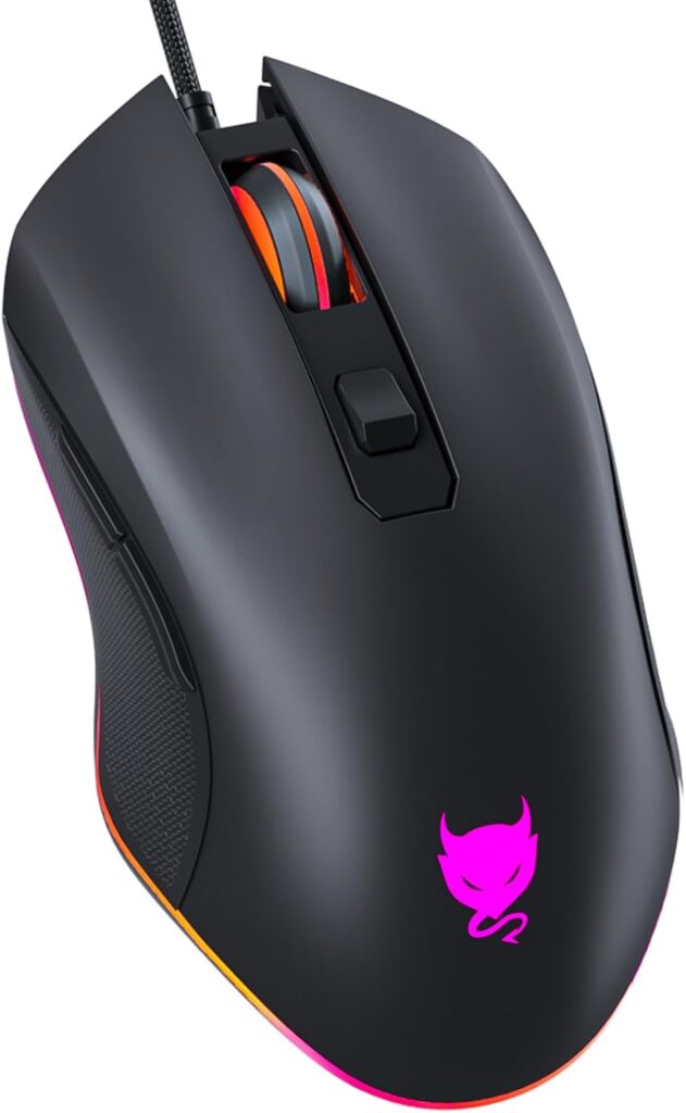 GM300 Wired Gaming Mouse for PS4, Xbox One, PC Computer & Laptop, Games & Work, Side Buttons & LED Backlit Lights – Black