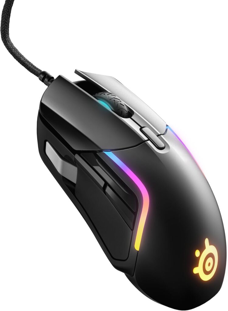 SteelSeries Rival 5 Gaming Mouse with PrismSync RGB Lighting and 9 Programmable Buttons – FPS, MOBA, MMO, Battle Royale – 18,000 CPI TrueMove Air Optical Sensor – Black