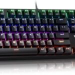 Mechanical Gaming Keyboard with Blue Switch, 104-Key Full Size RGB Backlit Wired Keyboard（11 Modes, Anti-Ghosting, Double-Shot ABS Keycaps, Lighted Computer Key-Board for PC Windows-Black