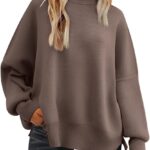 LILLUSORY Women’s Oversized Batwing Sweaters 2025 Fall Outfits Trendy Crewneck Knit Side Slit Fashion Pullover Tops