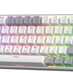 Redragon K631 Gery 65% Wired RGB Gaming Keyboard, 68 Keys Compact Mechanical Keyboard w/100% Hot-Swap Socket, Free-Mod Plate Mounted PCB & Dedicated Arrow Keys, Quiet Red Switch