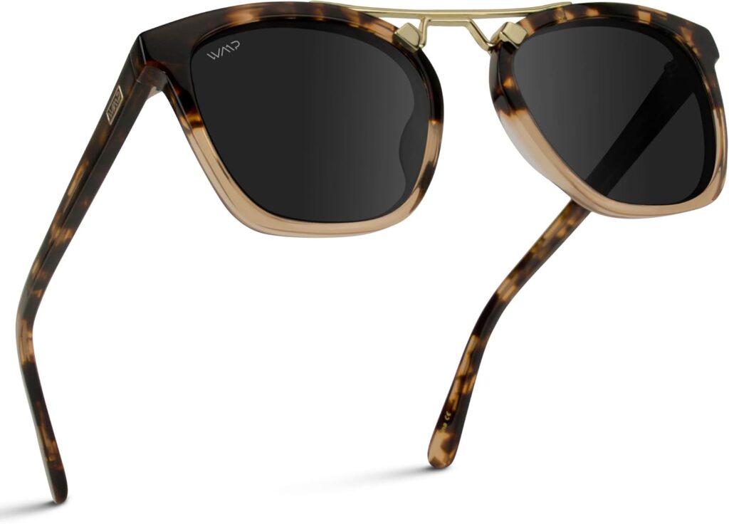 WMP Eyewear – Women’s Oversized Polarized Sunglasses: Square Vintage Style with Metal Double-Bar Bridge