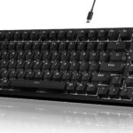 Attack Shark ajazz AK820 Mechanical Gaming Keyboard with Knob 75% Keyboard Hot Swappable Type-C Wired Gasket 5-Layer Noise Absorbing Foam White LED Backlit NKRO Linear Red Switch for PC/Win/Mac-Black