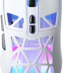SM802 White Wireless Gaming Mouse,10000 DPI,Tri-Mode Wired/BT 5.0/2.4GHz Wireless Mouse Gaming with Side Button,RGB Programmable Macro Mouse for Laptop
