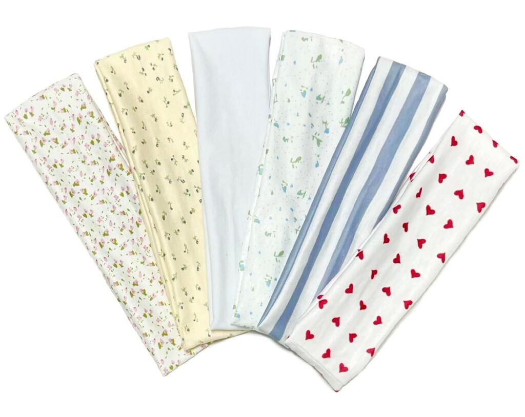 TERSE Fashion Women’s Headbands for Short Hair Non Slip Elastic Floral Hairbands, Soft Fabric 2 Inches Thick Stripe Head Bands for Girls, Valentine’s Day Heart Headbands