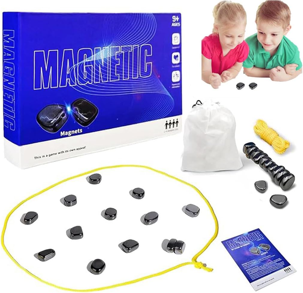 Magnetic Chess Game,Magnetic Chess with String – Portable Intellectual Battle & Strategy Board Game for Family Game Night | Fun Educational Gift (Blue)