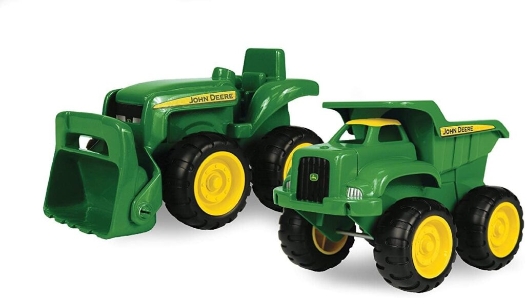 TOMY John Deere Vehicle Set – Includes Dump Truck Toy and Tractor Toy with Loader – Kids Outdoor Toys – Kids Construction and Sandbox Toys – 6 Inches – 2 Count – Ages 18 Months and Up