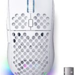 DIERYA M1 Wireless Gaming Mouse, 24000DPI, 180Hrs Battery, 16.8M RGB, 6 Programmable Buttons, Lightweight, Tri-Mode (2.4G/BT5.2/USB-C) for PC/Mac/Laptop – White