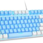 MageGee 75% Mechanical Gaming Keyboard, Blue Switch, LED Blue Backlit, 87 Keys Compact TKL Wired Keyboards for Windows Laptop PC Gamer – Blue/White