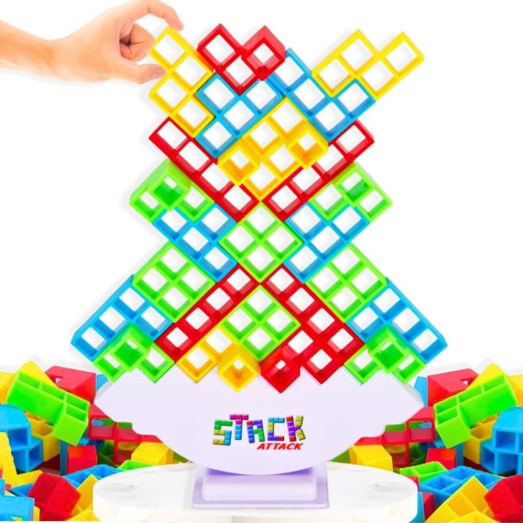 Stack Attack – Stacking Tower Game for Kids & Adults, Family Board Game Night Fun, Balance Challenge Toy, Educational STEM Game, Ages 3+