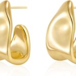 Kyerlyn Chunky Gold Earrings for Women, 14K Gold/Silver Plated Statement Geometric Dangle Drop Earrings Chunky Trendy Knot Stud Hypoallergenic Fashion Jewelry Gift