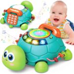 Jyusmile Baby Toys 6 to 12 Months, Musical Turtle Crawling Infant Toys, Early Learning Educational Toy with Light & Sound, Christmas Birthday Gifts for Boy Girl 7 8 9 10 11 Month 0-1 Year Old
