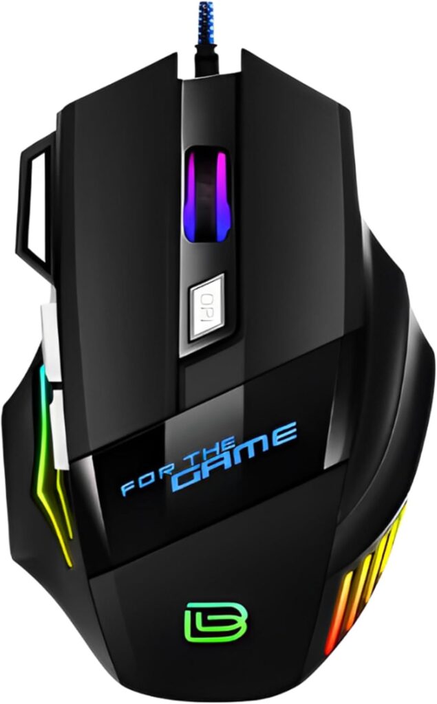 Nexurion Reaper Z Pro Gaming Mouse – 3600 DPI, 7 Macro Buttons, 10 Color-Changing RGB Backlight, 4 Adjustable DPI Levels – Midnight Black
