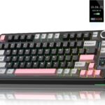 AULA S75 PRO Wireless Mechanical Keyboard with Screen&Knob, 75% Hot Swappable Gaming Keyboard with Pre-lubed Switches, RGB Backlit, PBT Keycaps Creamy Sounding Pc Gaming Keyboards