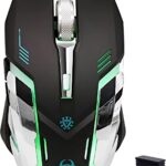 VEGCOO Wireless Gaming Mouse, Silent Wireless Mouse, Rechargeable Computer Mice with Colorful RGB LED Lights and 3-Level-Adjustable DPI, 6 Buttons Mouse with Side Buttons for Laptop and Desktop