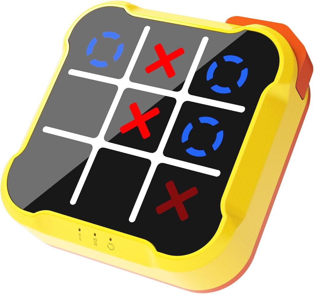 Tic Tac Toe Game, 3-in-1 Board Game Machine, Handheld Electronic Puzzle Game, Portable Travel Game for Trip, Office Break, Queue Time, Birthday Gift for Kids Adult