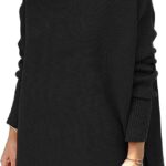 LILLUSORY Women’s Turtleneck Oversized Sweaters Long Batwing Sleeve Spilt Hem Tunic Pullover Knit Tops
