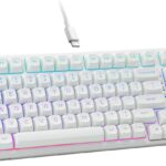HUO JI E-Yooso Creamy Mechanical Keyboard Wired, Hot Swappable, Pre-lubed Linear Switches, Gasket Structure with Sound Dampening Foam, RGB Backlit, 99 Keys Custom Gaming Keyboard for PC/Mac,White