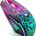 BENGOO Gaming Mouse Wired, Ergonomic Gamer Laptop PC Optical Computer Mice with RGB Backlit, 4 Adjustable DPI Up to 3600, 6 Programmable Buttons for Windows 7/8/10/XP Vista Linux -Black