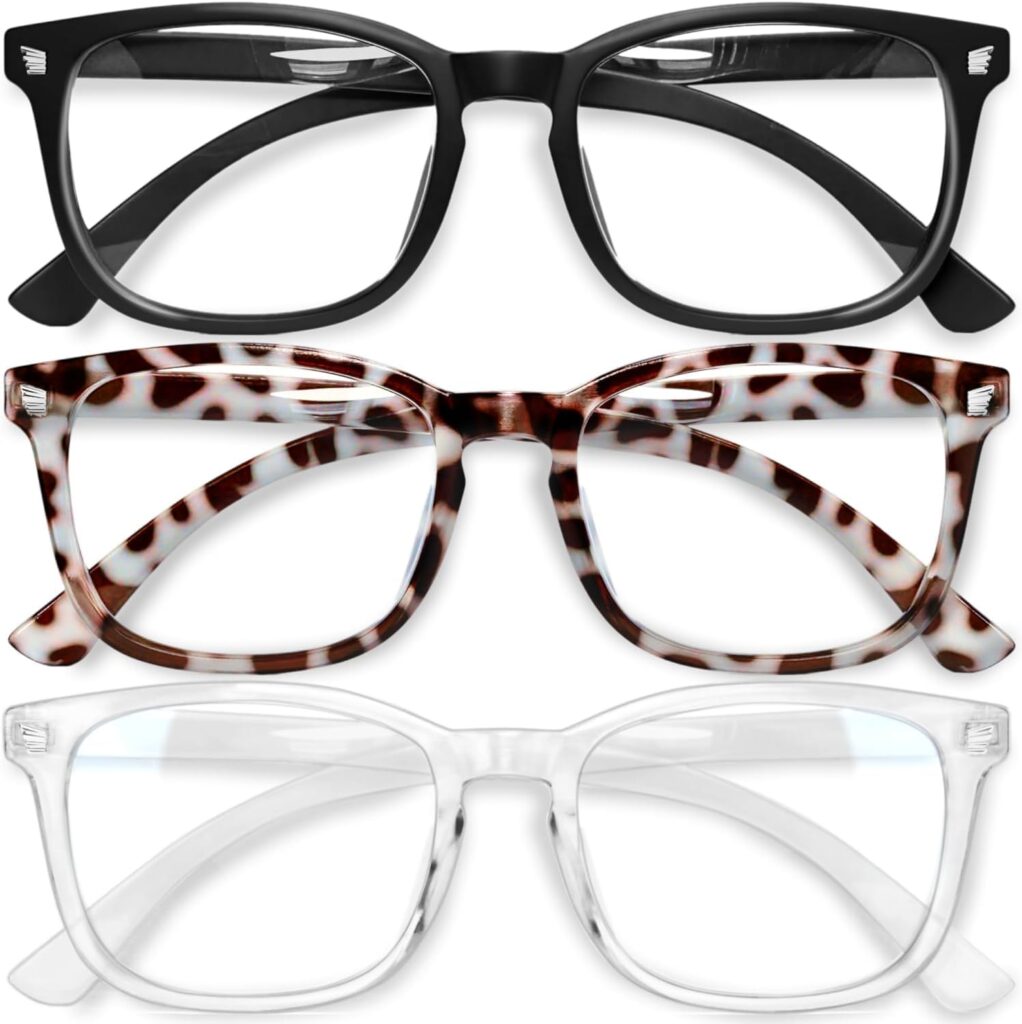 Gaoye Stylish Blue Light Glasses for Woman – Computer Glasses up to 99% Blue Light Blocking – Lightweight Frames – 3 pack