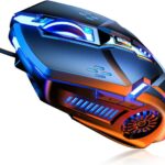 CHONCHOW Silent Click Mouse, Gaming Mouse Wired, 6 Button,4 DPI Upto 3200 DPI, RGB Lights, Compatibility for PC/Laptop/Mac, Wired Mouse Used for Games and Office (Black(Silent Click))