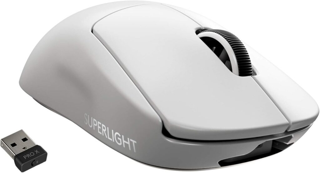 Logitech G PRO X SUPERLIGHT Wireless Gaming Mouse, Ultra-Lightweight, HERO 25K Sensor, 25,600 DPI, 5 Programmable Buttons, Long Battery Life, Compatible with PC / Mac – White