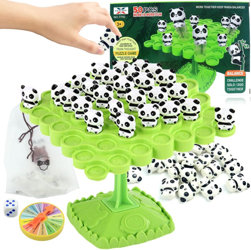 Panda Balance Game Toys,Balance Game Tree Two-Player Parent-Child Interactive Family Tabletop Puzzle Montessori Toy,Frogs Board for Kids and Adults (Panda)