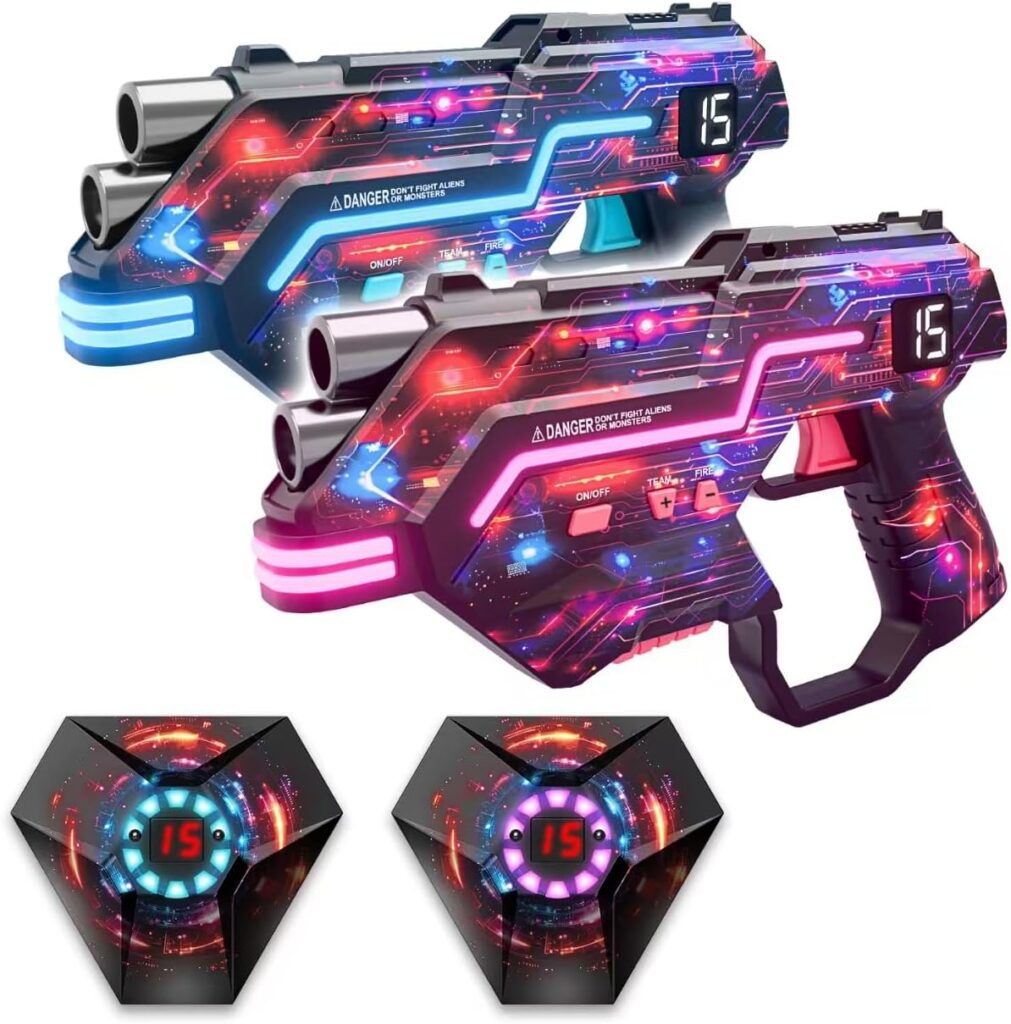 Laser Tag Guns Set of 2: LED Vest Setting | Dynamic Barrel | Fun Ideas Age 8+ Year Old Toys | Lazer Game Teen Boys & Girls Outdoor Activity | Gift for Kids, Teens & Adults