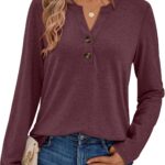 AUTOMET Women’s Long Sleeve Shirts 2025 Fall Fashion Dressy Casual Tops Trendy Henley Blouses Cute Work Outfits Clothes