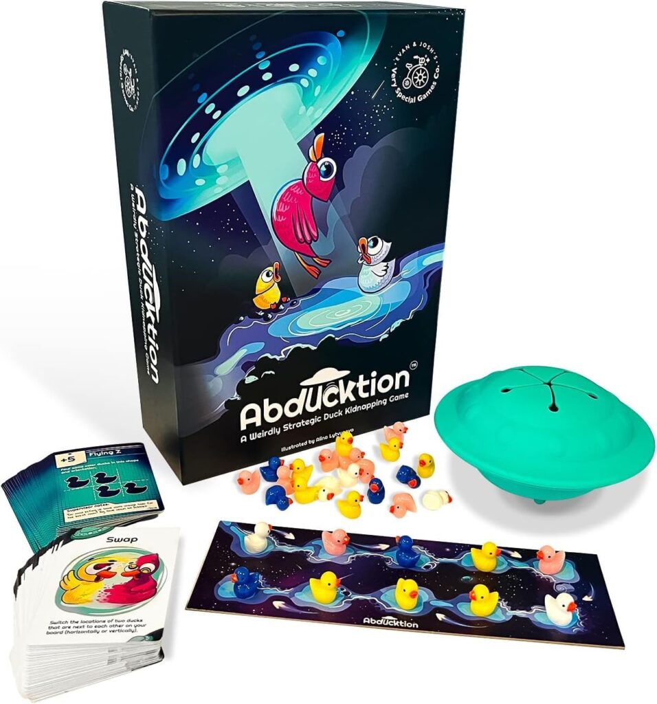 Abducktion – A weirdly Strategic Duck Kidnapping Game, 15-Minutes of Light Strategy of Ducks, a UFO, and Mind-Bending, Shape-Finding Logic!