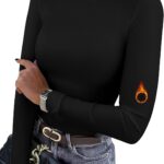XIEERDUO Womens Long Sleeve Thermal Shirt Fleece Mock Neck Tops 2025 Fashion Slim Fit