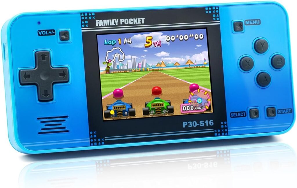 Handheld Game for Kids -Preloaded 220 Retro Video Games, Portable Gaming Player with Rechargeable Battery 3.0″ LCD Screen, Mini Arcade Electronic Toy Gifts for Boys Girls (Blue)