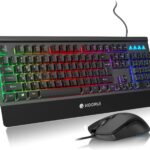 KOORUI Wired 104 Keys Gaming Keyboard and Mouse Combo,Rainbow Backlit Quiet Computer Keyboard, Light Up Keyboard with All-Metal Panels & 3200 DPI Mouse for Window PC Gamers-Black