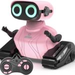 GILOBABY Robot Toys, Remote Control Robot Toy, RC Robots for Kids with LED Eyes, Flexible Head & Arms, Dance Moves and Music, Birthday Gifts for Girls Age 3+ Years (Pink)