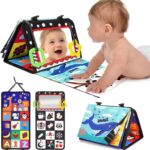 URMYWO Tummy Time Toy – Black and White High Contrast Baby Toys for Newborn – Baby Visual Stimulation Mirror – Montessori Sensory Crinkle Toy for Infant 0-3-6-12 Months – Shower Gift for Boy Girl
