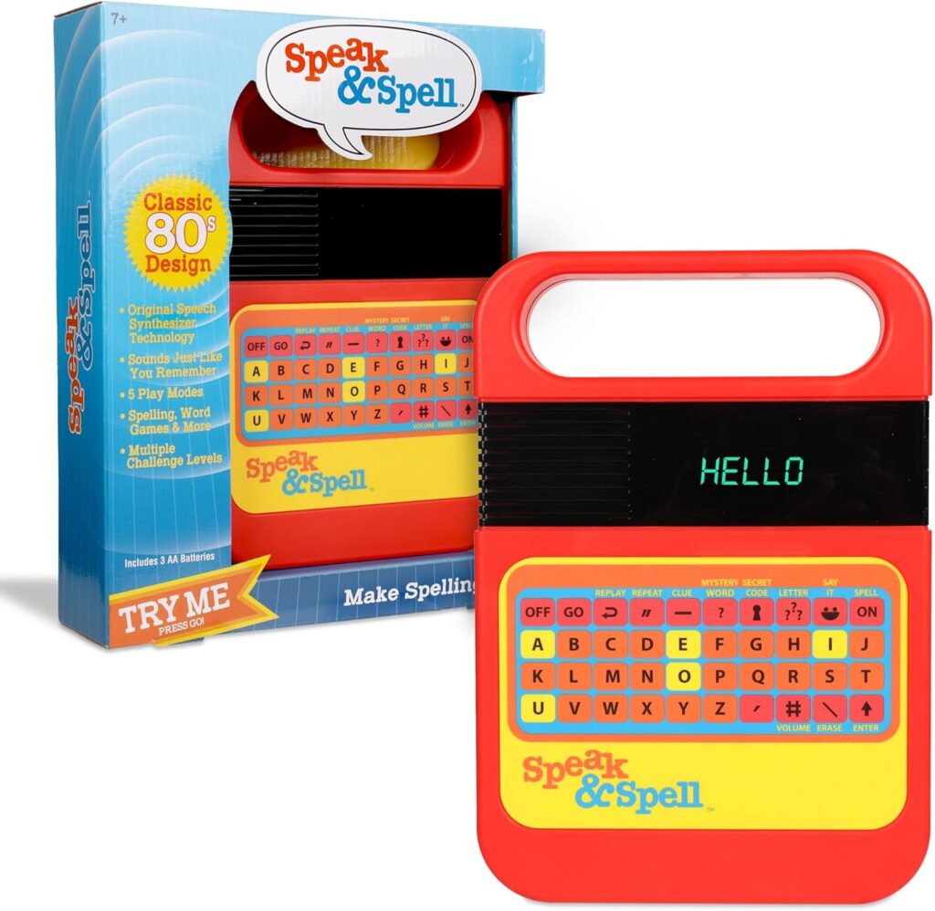 Speak & Spell Electronic Game – Educational Learning Toy, Spelling Games, 80s Retro Handheld Arcade, Autism Toys, Activity for Boys, Girls, Toddler, Ages 7+