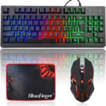 BlueFinger RGB 87 Keys Gaming Keyboard and Backlit Mouse Combo, USB Wired Rainbow Keyboard,Gaming Keyboard Set for Laptop PC Computer Game and Work