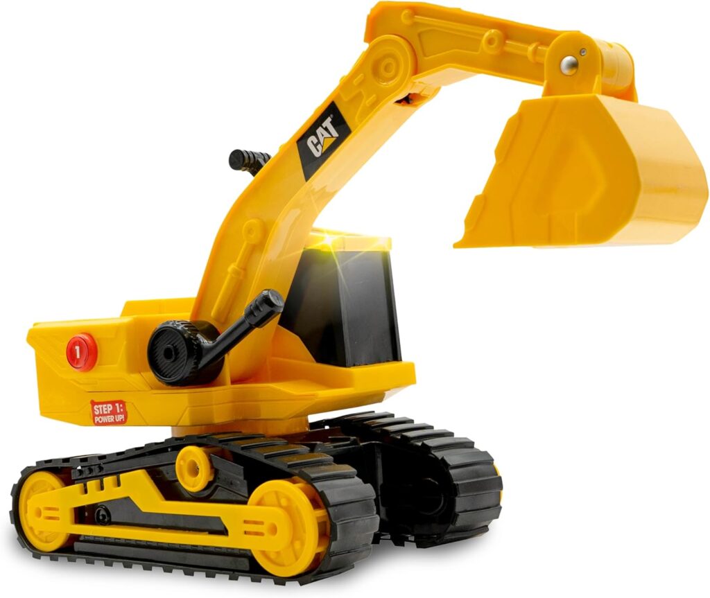 CAT Construction Toys, Power Haulers Excavator, Yellow Construction Vehicle with Motion Drive Technology and Lights & Sounds, for Kids and Toddlers Ages 3+