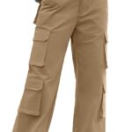 Lepunuo Womens Cargo Pants High Waisted Casual Pants Baggy Stretchy Wide Leg Y2k Streetwear with 8 Pockets