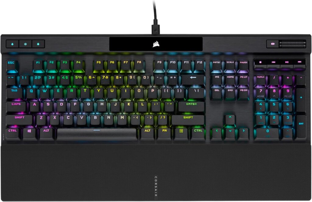 Corsair K70 RGB PRO Wired Mechanical Gaming Keyboard (Cherry MX RGB Red Switches: Linear and Fast, 8,000Hz Hyper-Polling, PBT Double-Shot PRO Keycaps, Soft-Touch Palm Rest) QWERTY, NA – Black