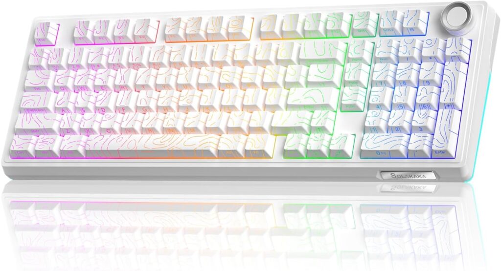 SOLAKAKA KI99 Pro 96% Wireless Mechanical Keyboard, RGB Gaming Keyboard, Hot-Swappable Pre-Lubed Switches, Gasket Structure Creamy Keyboards for Gamer/PC/Laptop (White)