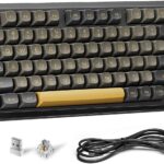 Redragon K738 Wireless Mechanical Keyboard, Gasket Mounted RGB Gaming Keyboard, 3-Mode (2.4G/BT/USB), Pre-lubed Linear Switches, 75% Layout, 82 Keys Hot Swappable for PC/Mac – Black Gold